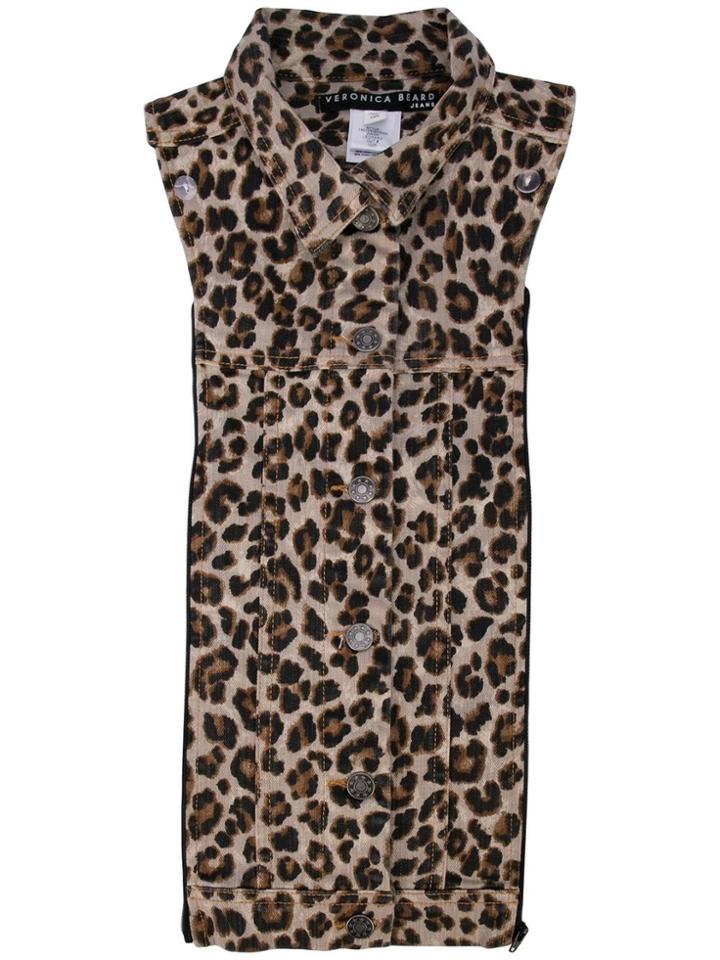 Veronica Beard Animal Print Shirt Top - Brown