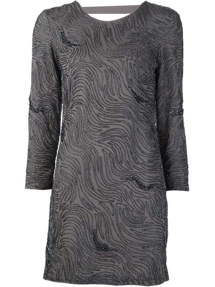Halston Heritage Beaded Embroidery Dress