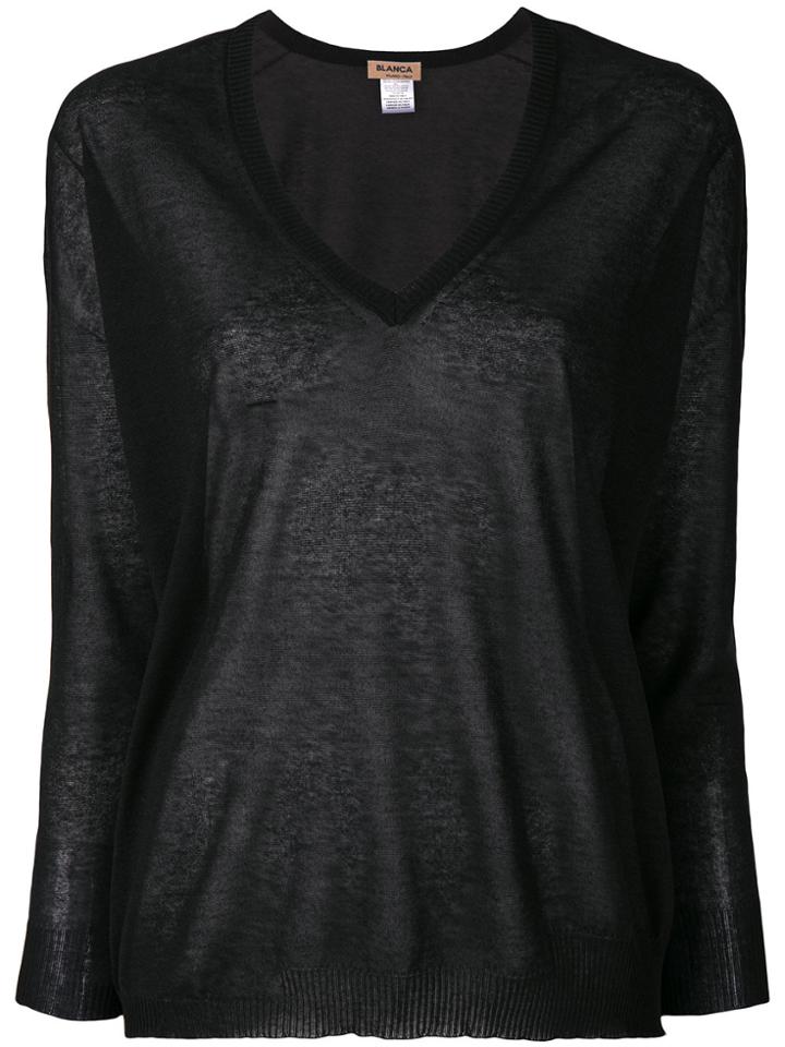 Blanca V-neck Jumper - Black