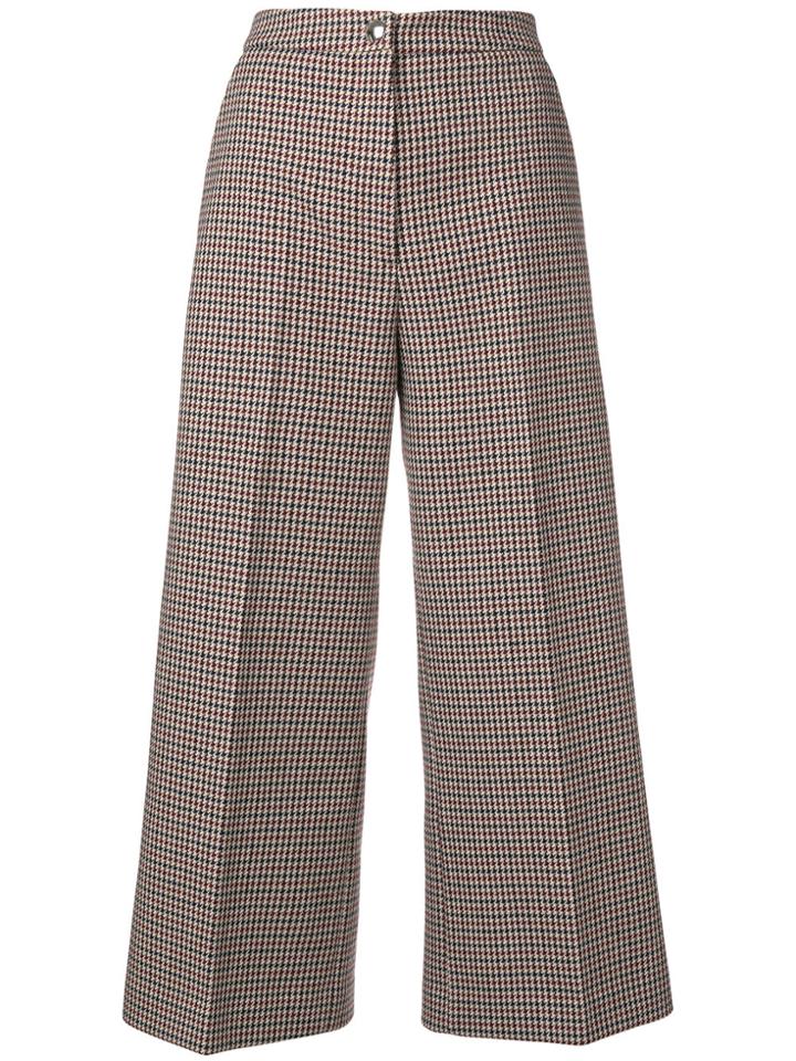 Msgm Dogtooth Cropped Trousers - Red