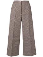 Msgm Dogtooth Cropped Trousers - Red