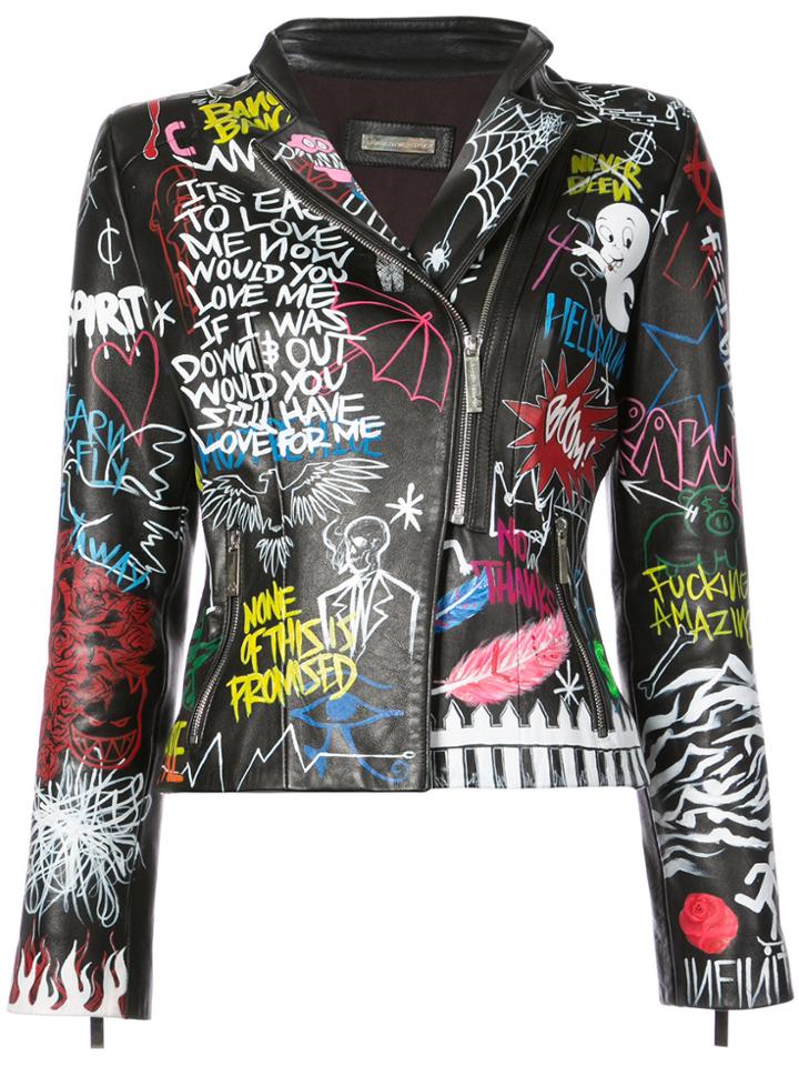 Elisabeth Weinstock Moscow Hand Painted Biker Jacket - Black