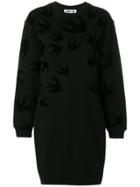 Mcq Alexander Mcqueen Swallow Print Sweater Dress - Black