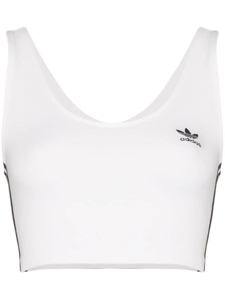 Adidas 3-stripe Sports Cotton Crop Top - White