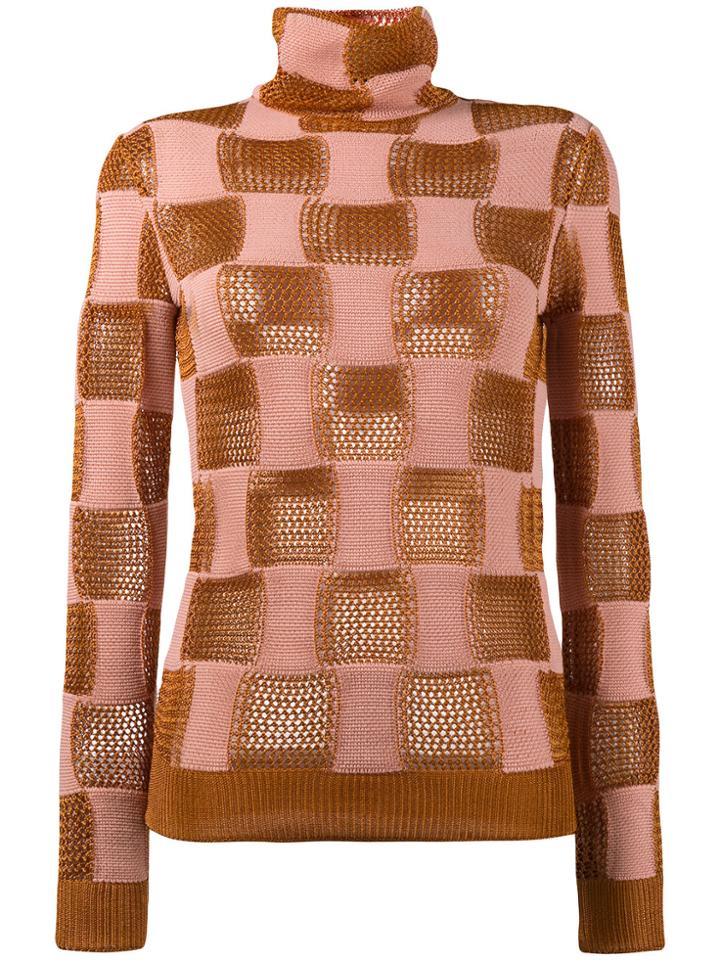 Marni Check Open Knit Sweater - Pink & Purple