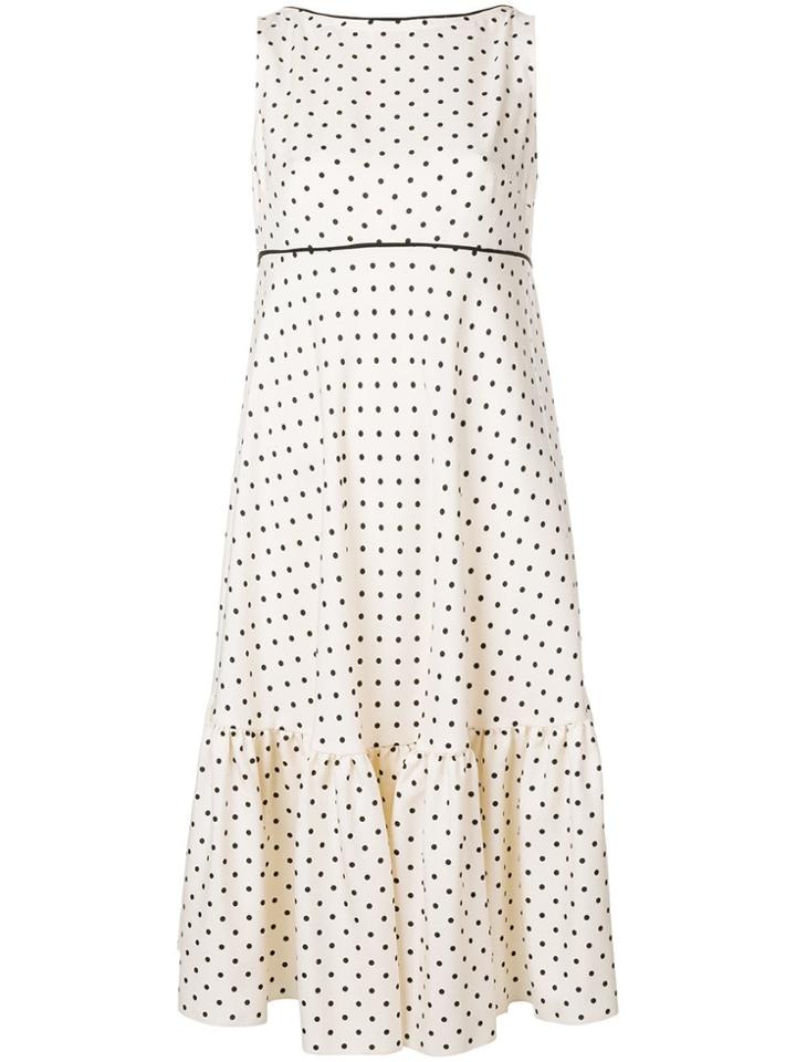 Talbot Runhof Polka Dot Ruffle Dress - White