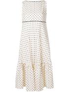 Talbot Runhof Polka Dot Ruffle Dress - White