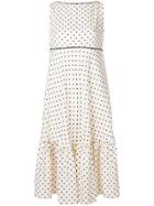 Talbot Runhof Polka Dot Ruffle Dress - White