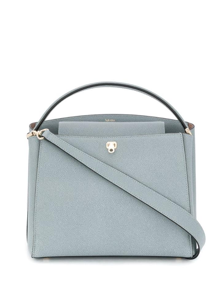 Valextra Brera Pebbled Tote - Blue