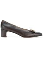 Salvatore Ferragamo Vintage Front Buckle Pumps - Brown
