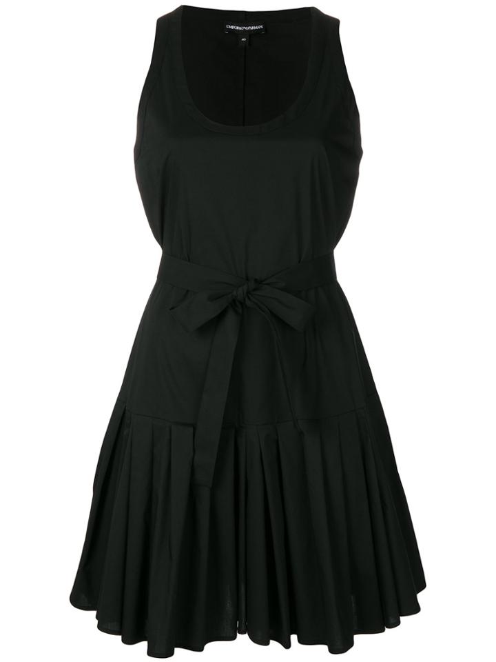 Emporio Armani Belted Ruffled Mini Dress - Black