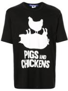 Junya Watanabe Man Pigs And Chicken T-shirt - Black