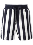 Andrea Pompilio Striped Drawstring Shorts, Men's, Size: 48, Blue, Cotton/viscose