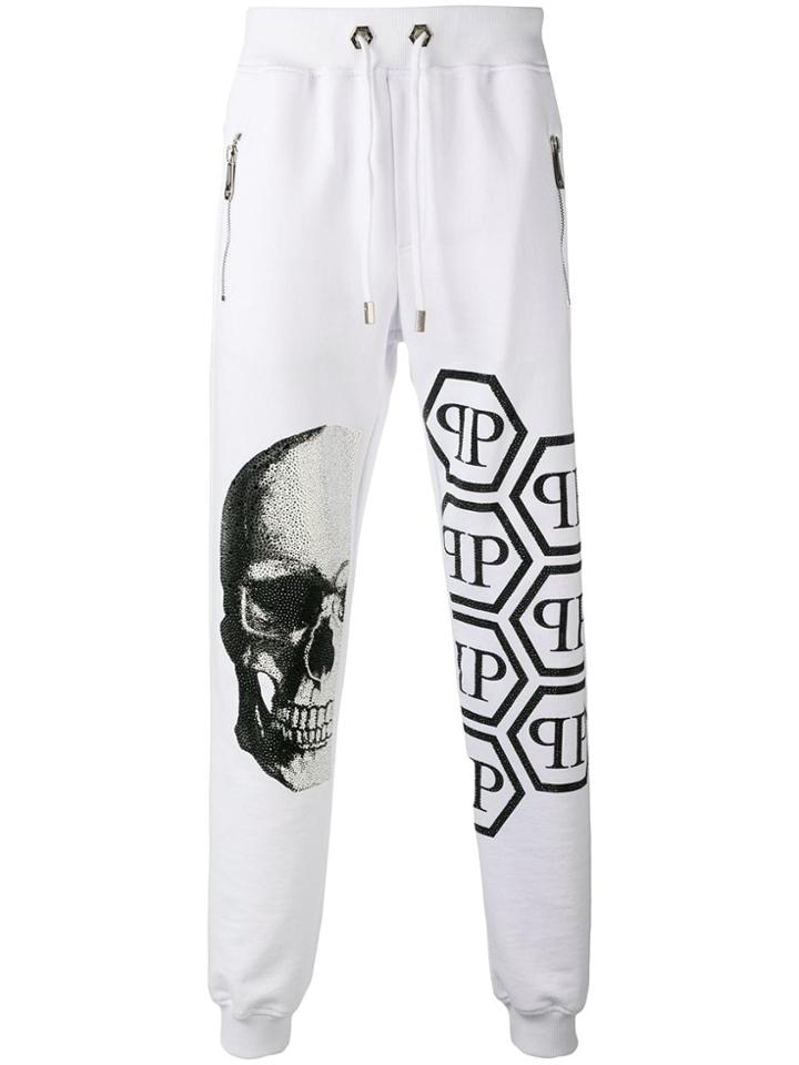 Philipp Plein Skull Print Jogging Trousers - White