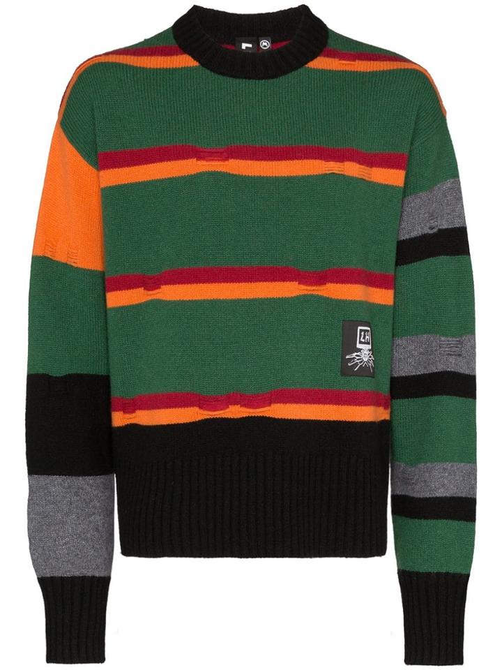 Liam Hodges Stripe Panelled Jumper - Green