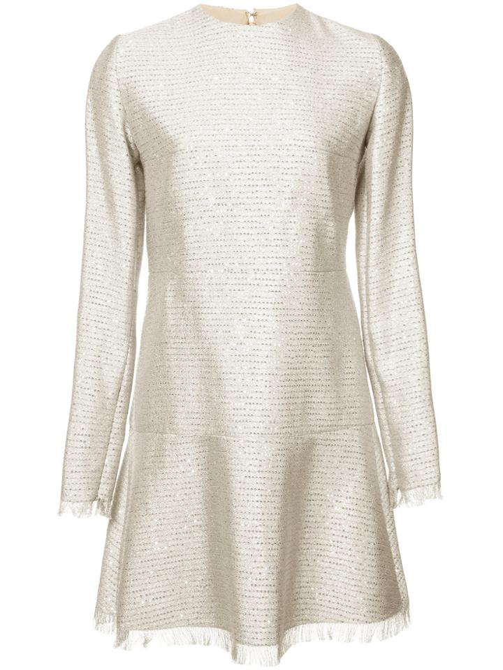 Oscar De La Renta Long-sleeved Fringe Dress - Metallic