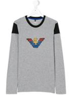 Armani Junior Logo Print Long Sleeve T-shirt - Grey