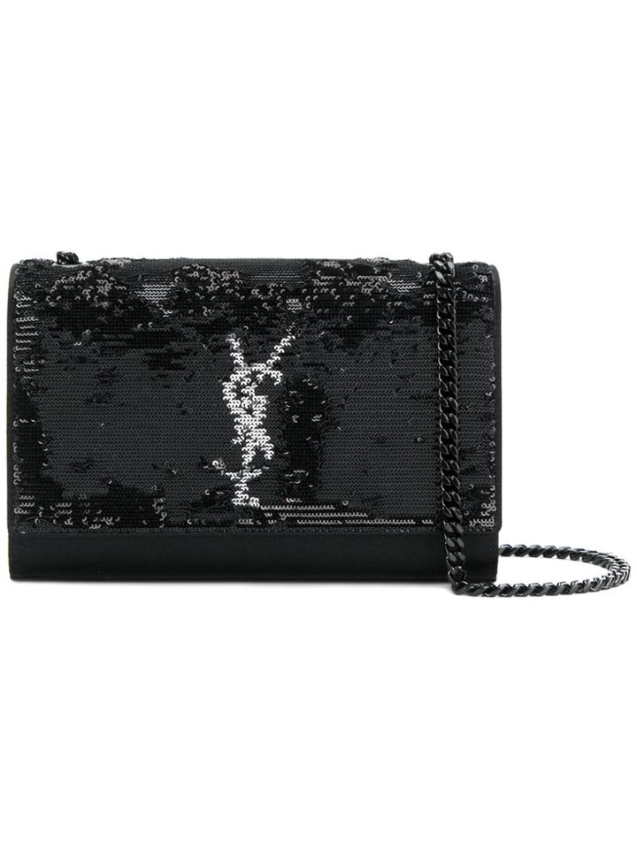 Saint Laurent Small Sequin Kate Satchel - Black