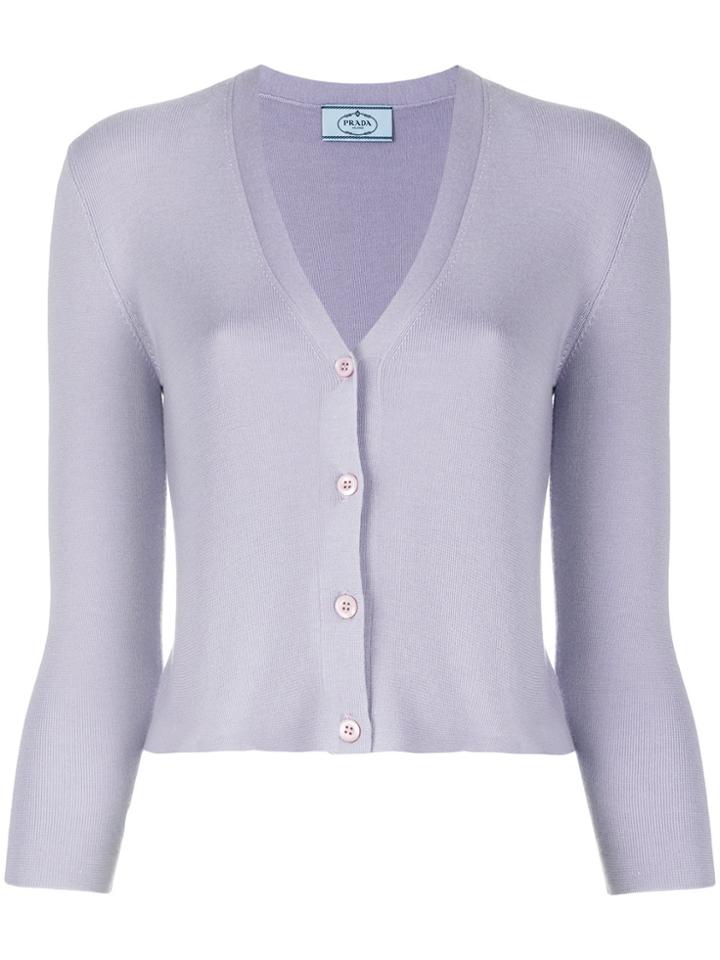 Prada Cashmere V-neck Cardigan - Pink & Purple