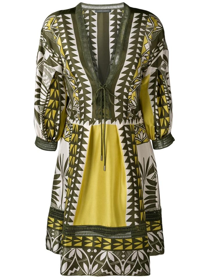 Alberta Ferretti Geometric Pattern Tunic Dress - Green