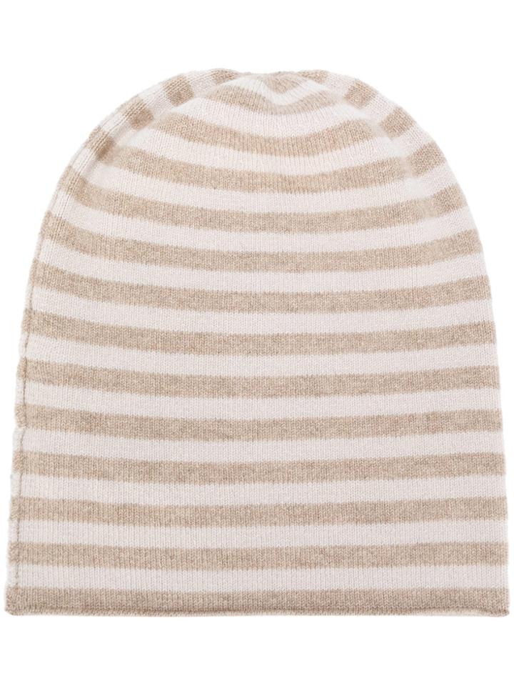 Danielapi Horizontal Striped Beanie - Nude & Neutrals