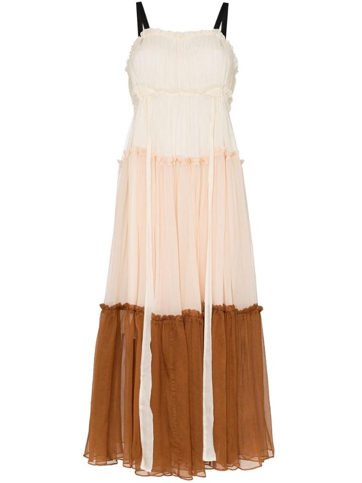 Lee Mathews Celia Belted Silk Midi Dress - Neutrals