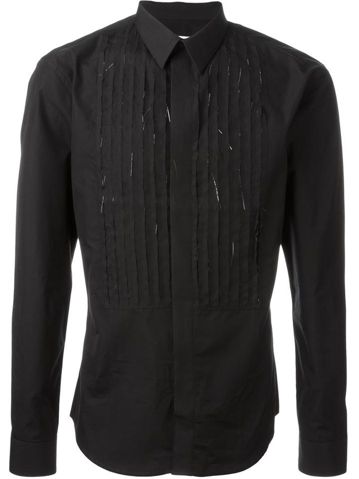 Givenchy Frayed Pleated Bib Shirt