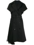 Msgm Short-sleeved Belted Trench Coat - Black