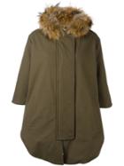 Forte Couture Raccoon Fur Trimmed Parka, Women's, Size: 44, Green, Cotton/acrylic/spandex/elastane/raccoon Dog