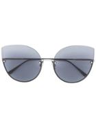Bottega Veneta Eyewear Intrecciato Cat Eye Sunglasses - Black