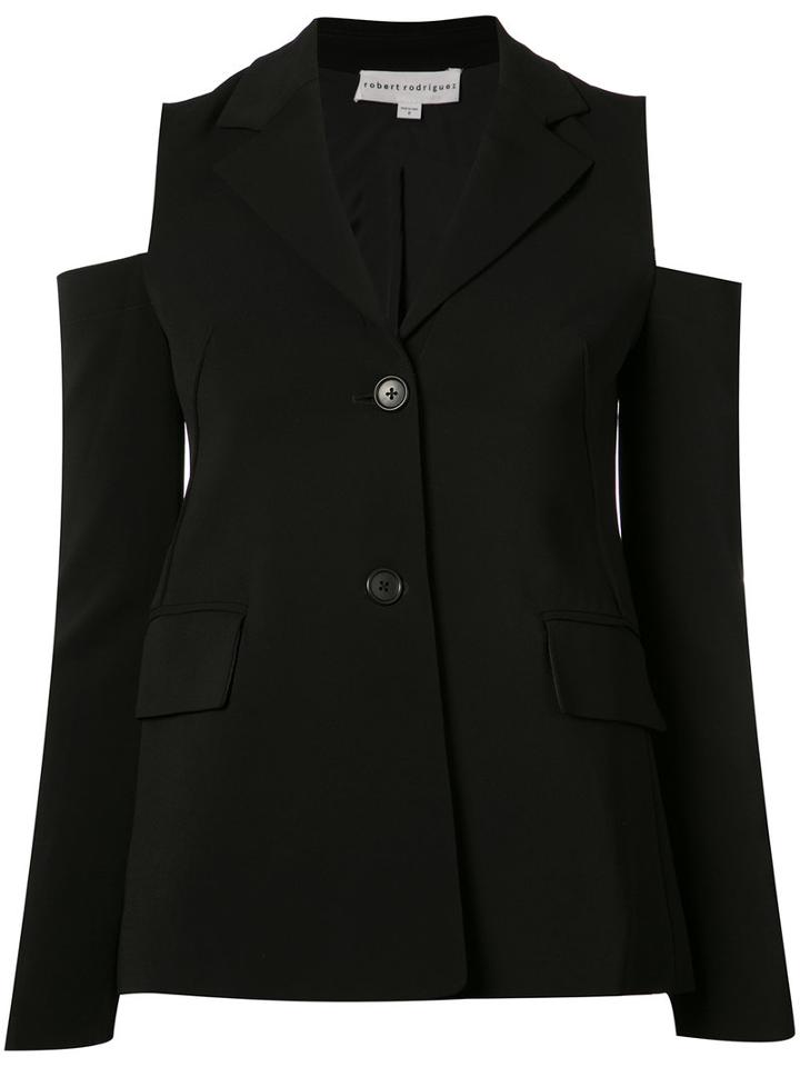 Robert Rodriguez - Open Shoulder Fitted Blazer - Women - Spandex/elastane/viscose - 2, Black, Spandex/elastane/viscose