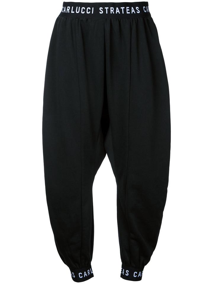 Strateas Carlucci - Panel Drop-crotch Sweatpants - Women - Cotton - L, Black, Cotton