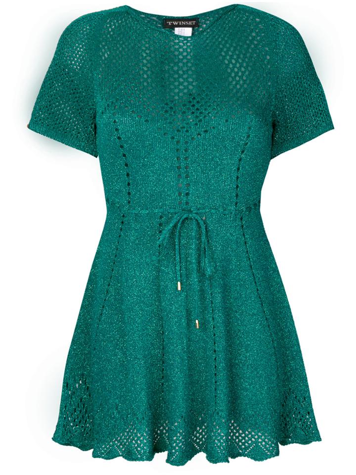 Twin-set Belted Knit Mini Dress - Green
