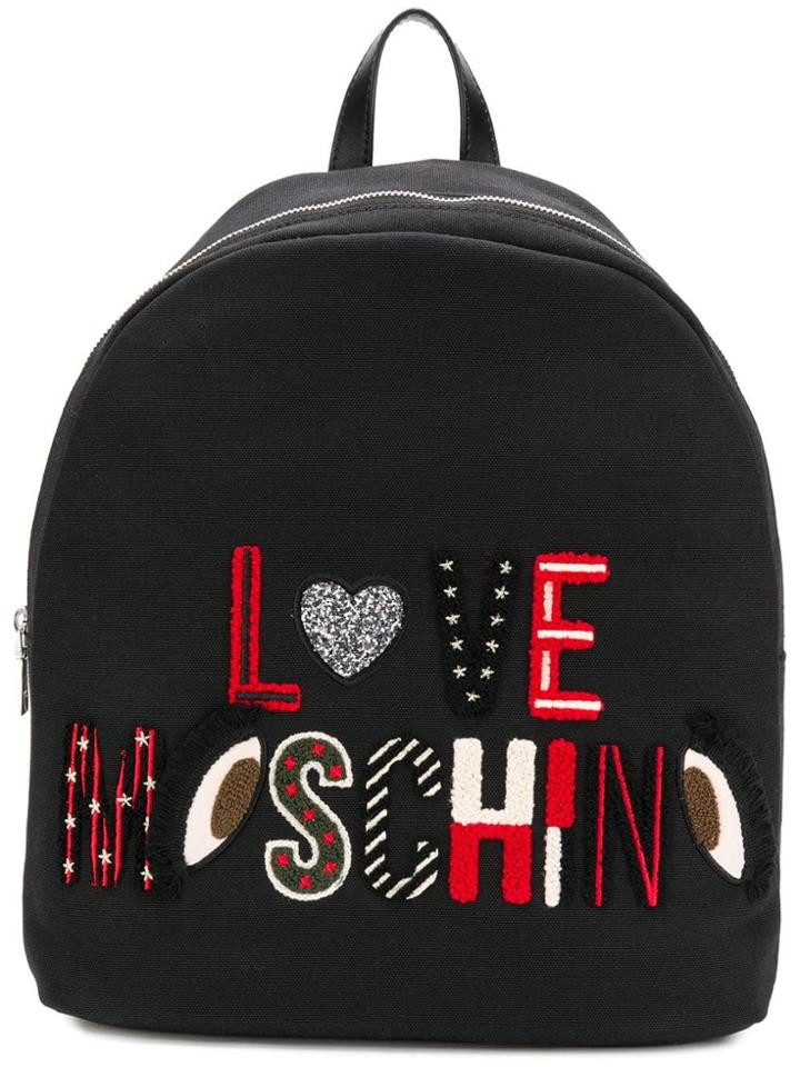 Love Moschino Embroidered Backpack - Black