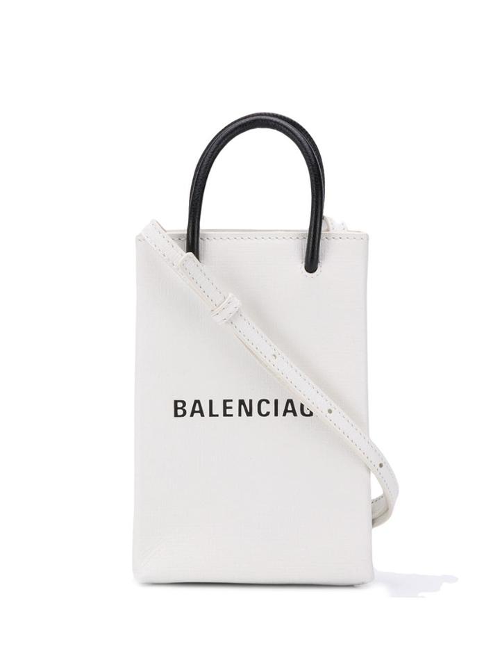 Balenciaga Shopping Phone Bag On Strap - White