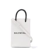 Balenciaga Shopping Phone Bag On Strap - White