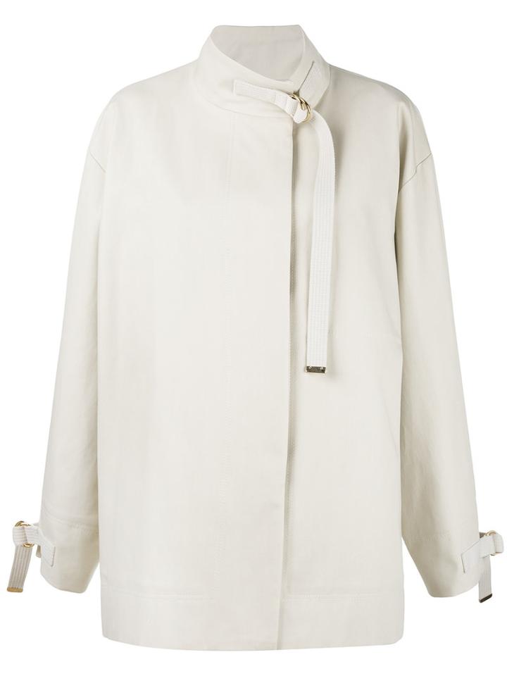 Marni Buckled Oversized Jacket, Women's, Size: 40, Nude/neutrals, Cotton/silk