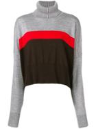 Marios Cropped Striped Sweater - Grey