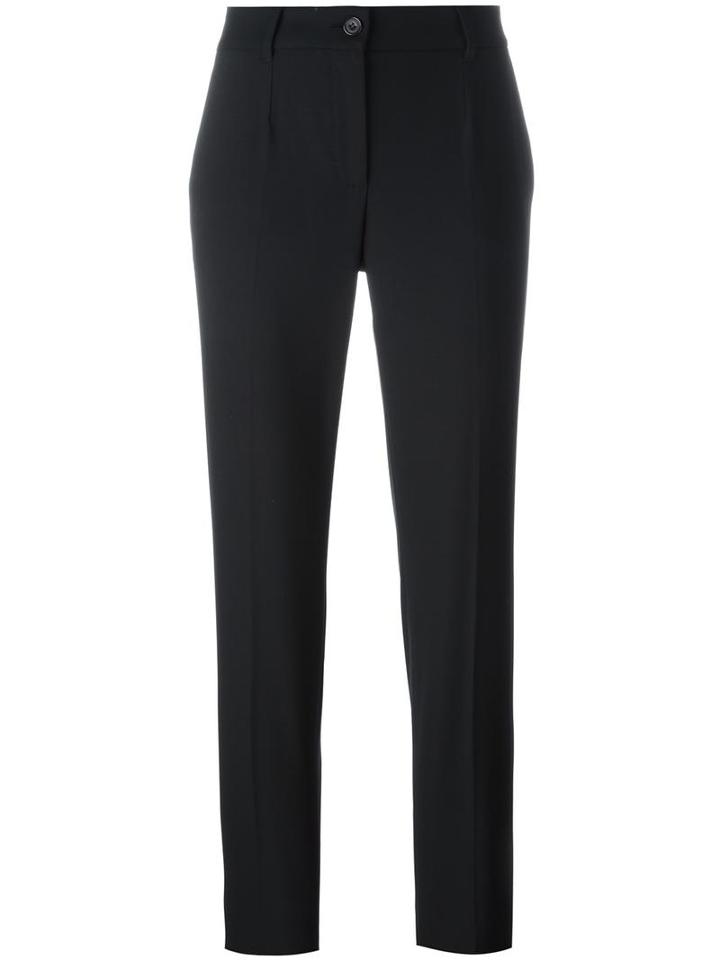 Dolce & Gabbana Slim Fit Trousers, Women's, Size: 42, Black, Virgin Wool/spandex/elastane
