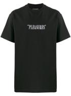 Pleasures Logo Embroidered Crew Neck T-shirt - Black