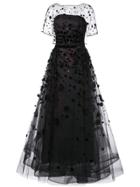 Carolina Herrera Organza Pailette Gown - Black