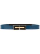 Marni Elasticated Belt, Women's, Size: 90, Blue, Calf Leather/polyester/metal/spandex/elastane