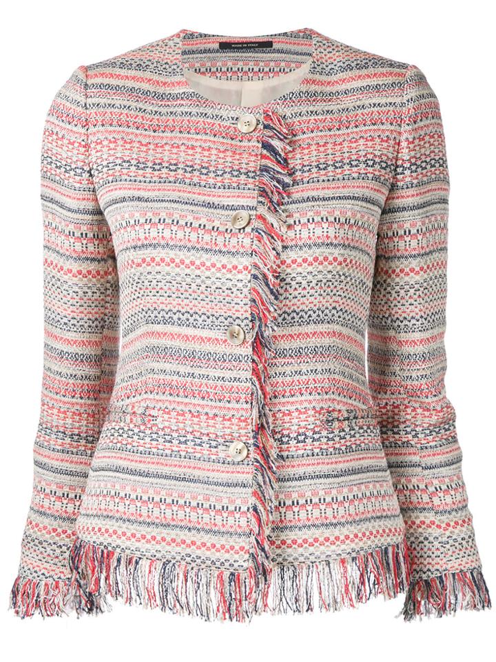 Tagliatore Tassel Trim Buttoned Jacket - Multicolour