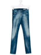 Diesel Kids - Teen Skinzee Low J Jeans - Kids - Cotton/polyester/spandex/elastane - 14 Yrs, Blue