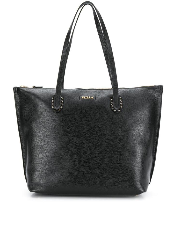 Furla Pebbled Logo Shoulder Bag - Black