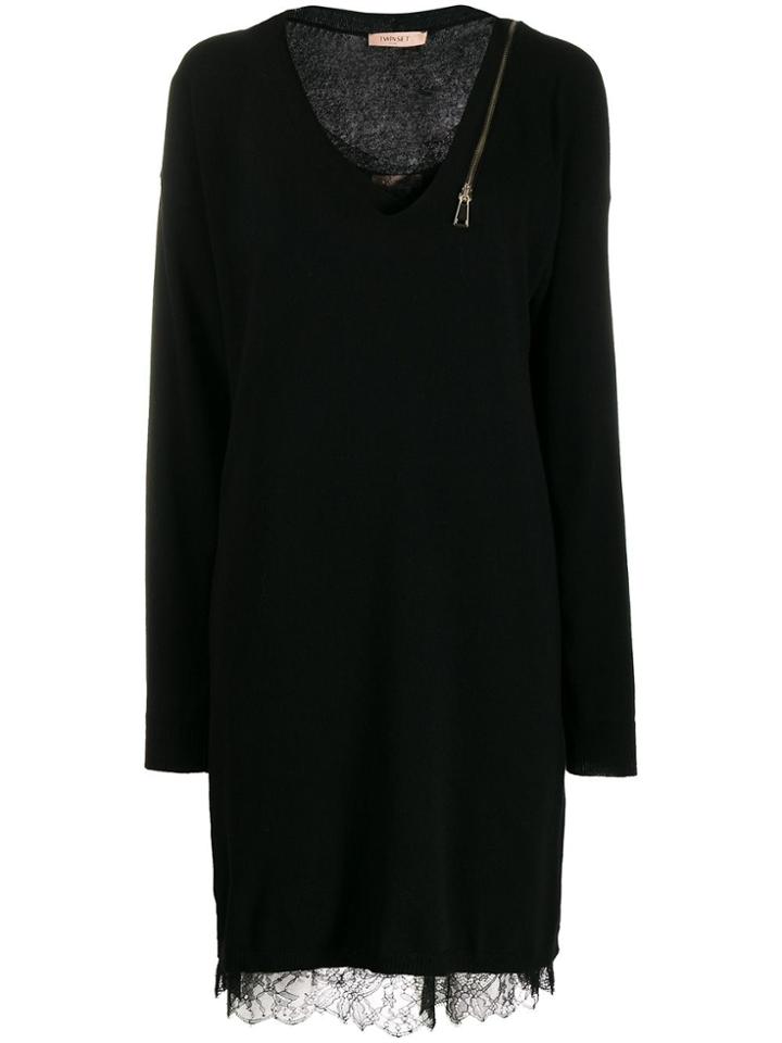 Twin-set Layered Knitted Dress - Black