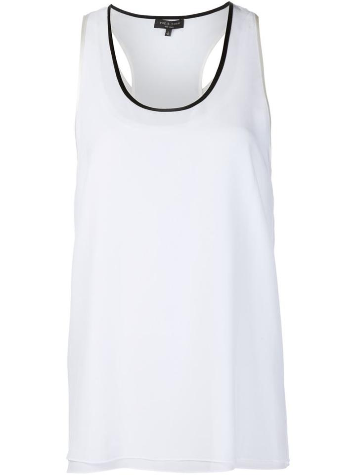 Rag & Bone Contrast Neck Inset Tank Top, Women's, Size: Xs, White, Silk