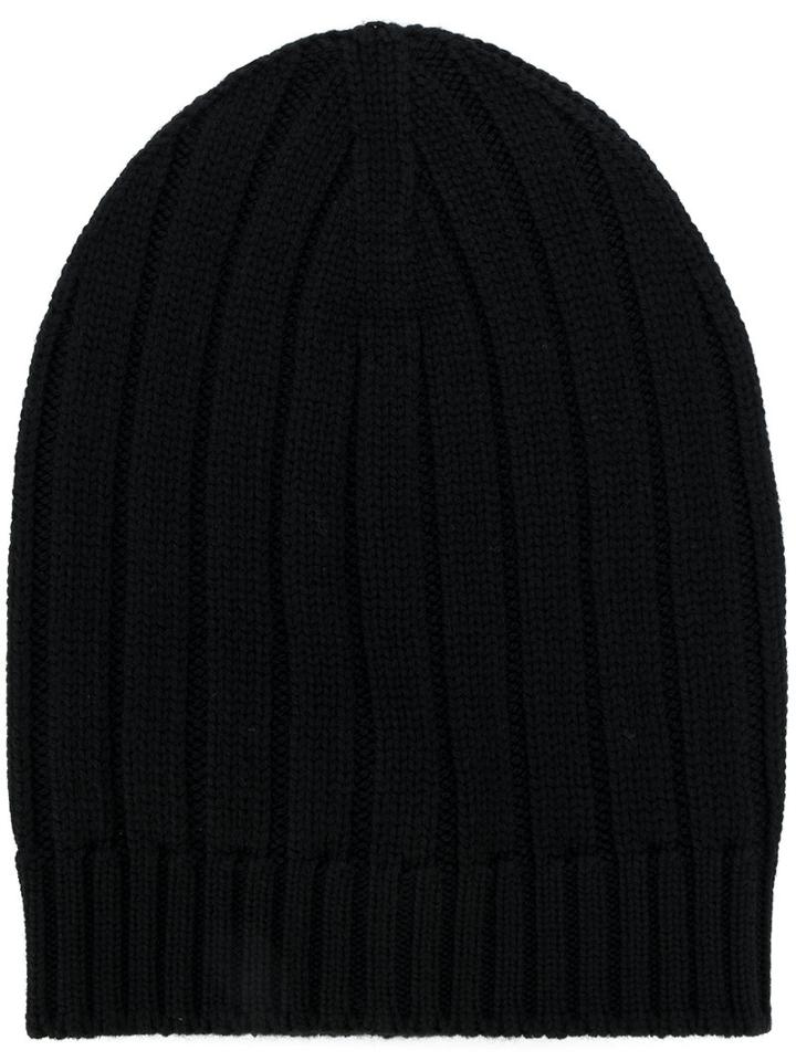 Eleventy - Ribbed Beanie - Men - Virgin Wool - One Size, Black, Virgin Wool