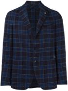 Tagliatore Checked Blazer, Men's, Size: 54, Blue, Polyamide/cupro/virgin Wool