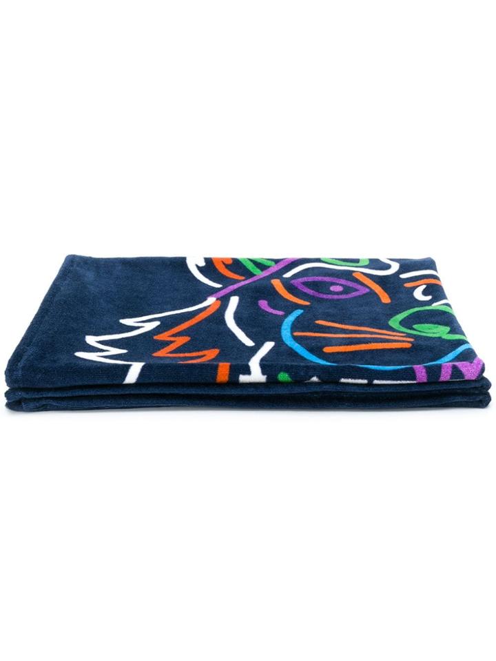 Kenzo Tiger And Logo Beach Towel - Blue